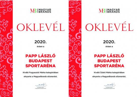 KIVÁLÓ FOGYASZTÓI-ÉS ÜZLETI MÁRKA-DÍJAS A PAPP LÁSZLÓ BUDAPEST SPORTARÉNA